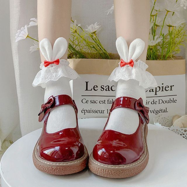 / 2er-Set Socken mit Hasenohren und Schleife