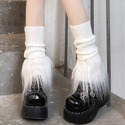 Warmers Trim Fluffy Knit Leg
