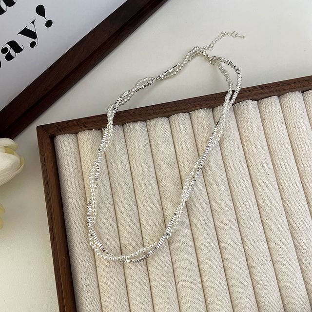 デザイン）ハートフェイクネックレス（各種合金/パール