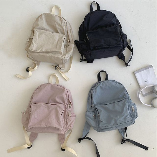 Backpack Plain Nylon Zip