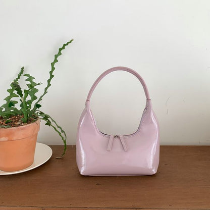 ショルダーフェイクプレーンジップバッグレザー