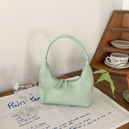 ショルダーフェイクプレーンジップバッグレザー