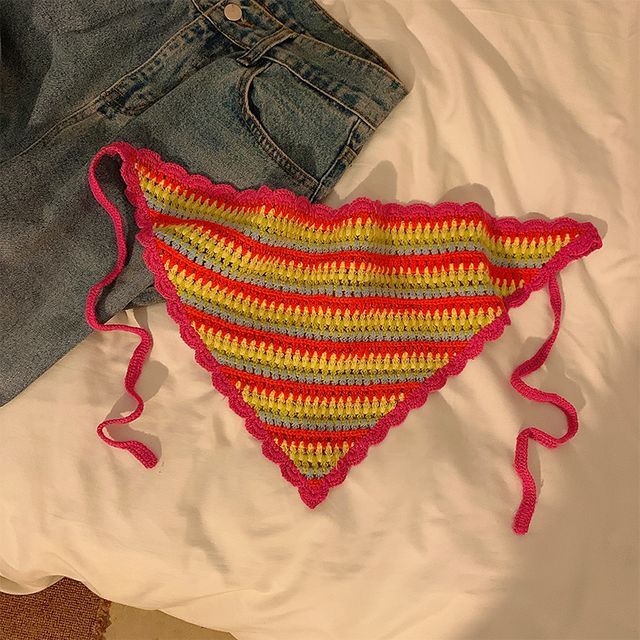 ヘッド刺繍スカーフ 花柄レース クロシェ編み