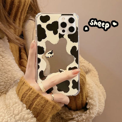 Print Cow Phone Milk Mirrored Case