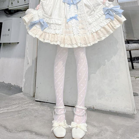 Bow Patterned Heart Tights