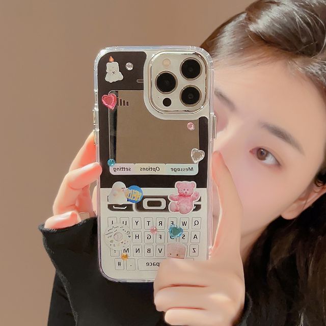Vintage Cellphone Print Mirrored Phone Case - Compatible with iPhone
