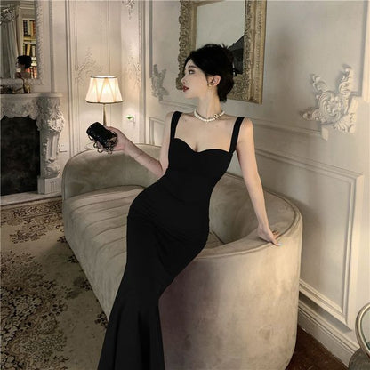 Spaghetti Strap Plain Maxi Mermaid Dress