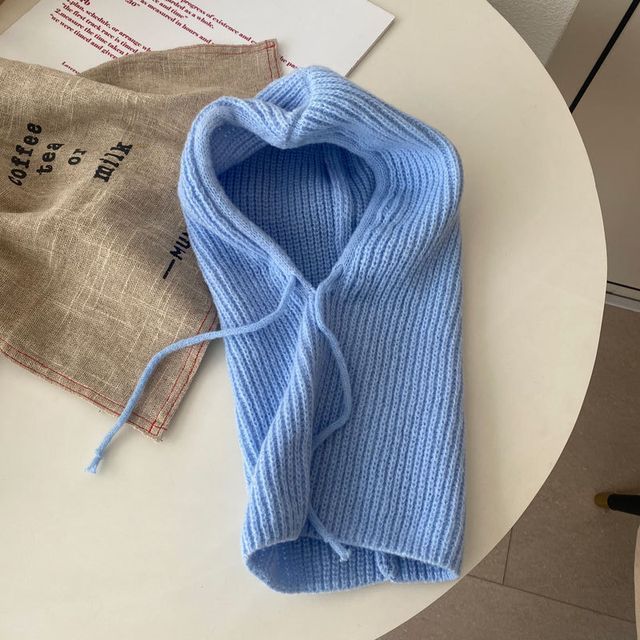 Gestrickte Sturmhaube, schlicht, mit Kordelzug