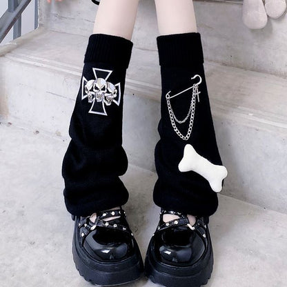 Leg Print Crisscross Chained Warmer