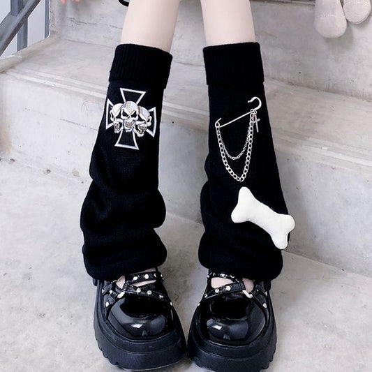 Beinwärmer mit gekreuzten Ketten und Print