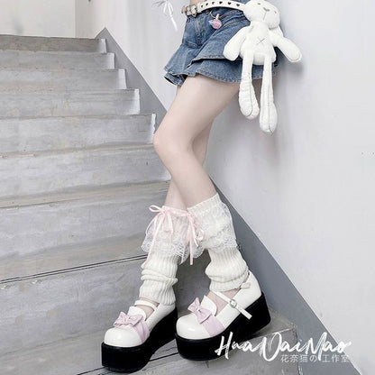 Warmer Lace Plain Leg Ribbed Panel