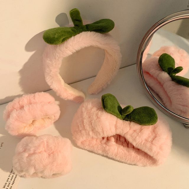 Band Headband Hair Chenille Tie Wrist Peach /