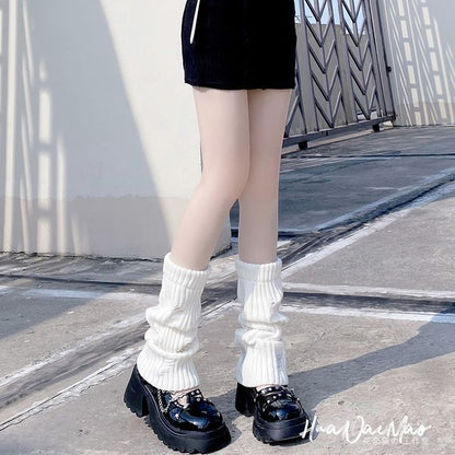 Knit Distressed Leg Warmers Plain