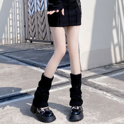 Knit Distressed Leg Warmers Plain