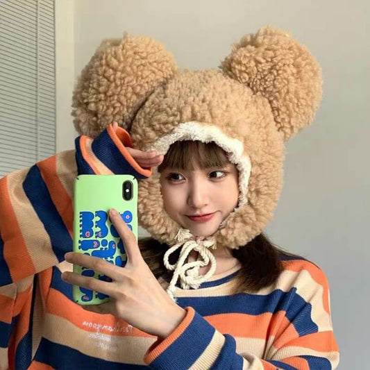 Ear Fluffy Bear Hat Trapper