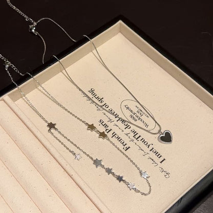 ハートペンダント合金チョーカーセットネックレススター/