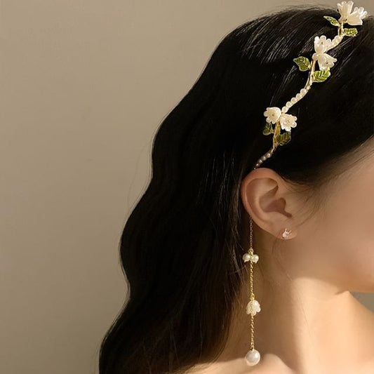 Stirnband mit Blumen- und Kunstperlen