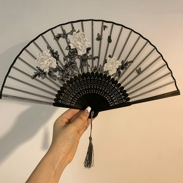 Fabric Hand (Various Floral Designs) Fan Foldable