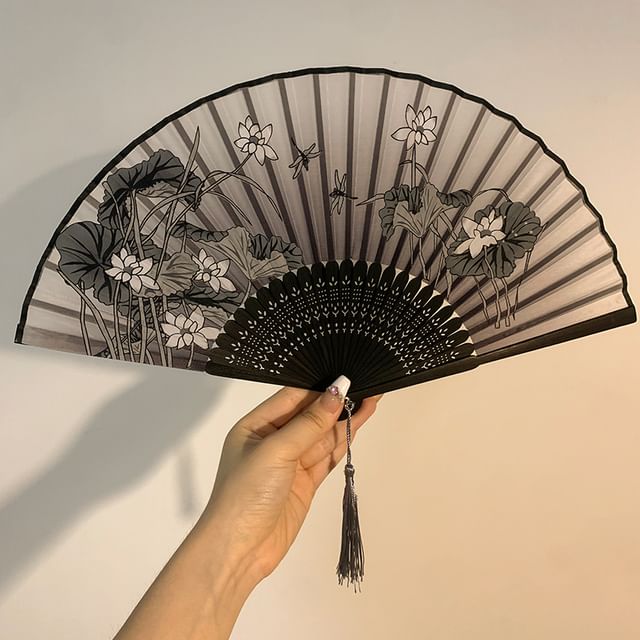 Fabric Hand (Various Floral Designs) Fan Foldable