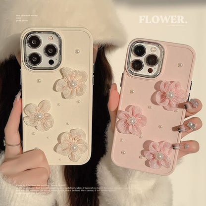 Phone Case Floral Pearl Faux