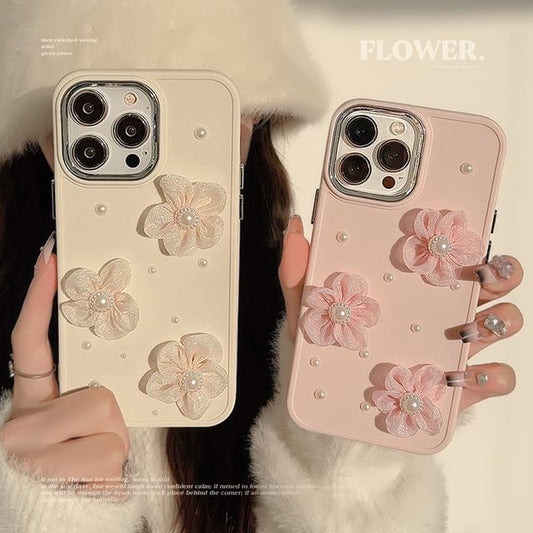 Phone Case Floral Pearl Faux