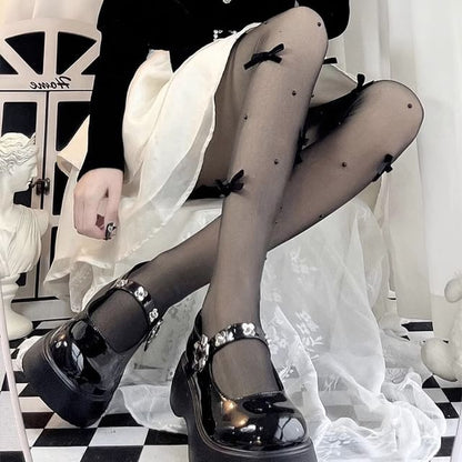 Tights Faux Pearl Bow