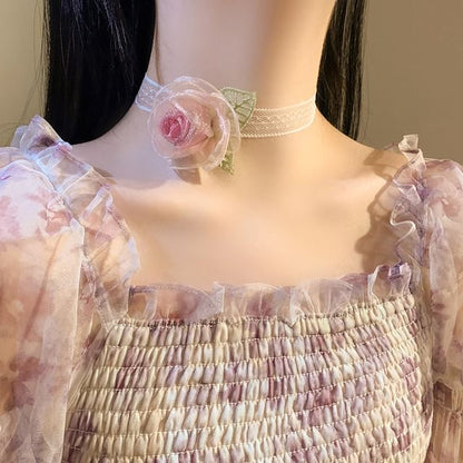 Designs) Hair Faux (Various Clip Mesh Pearl / Rose Scrunchie Tie