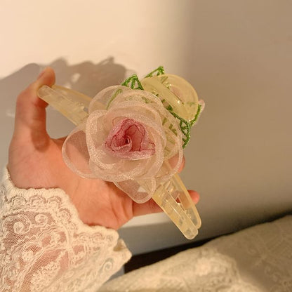 Designs) Hair Faux (Various Clip Mesh Pearl / Rose Scrunchie Tie