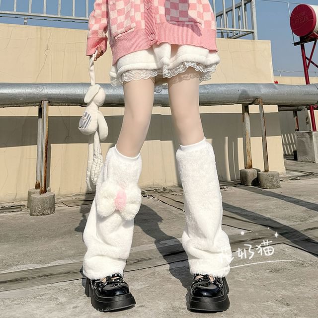 Fluffy Leg Bow Warmers