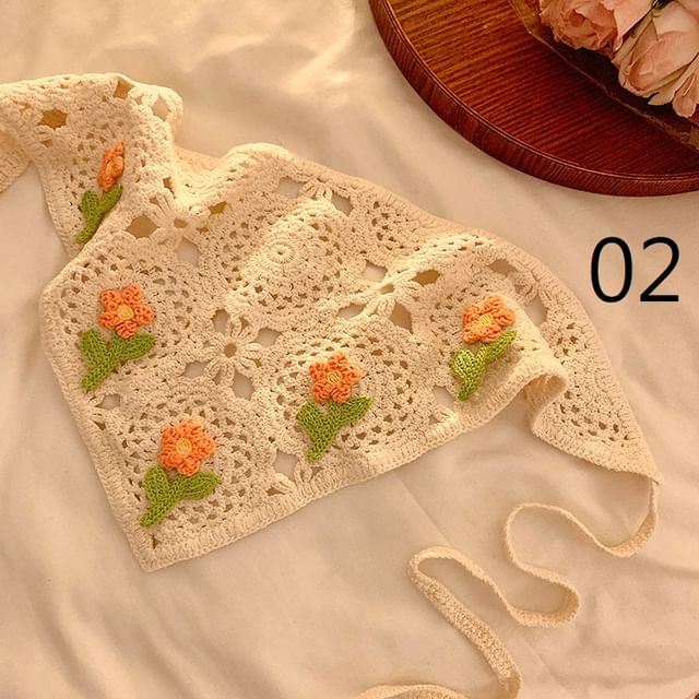 レース花柄スカーフかぎ針編み