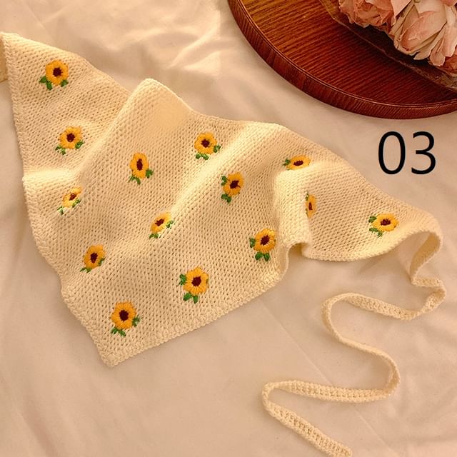 レース花柄スカーフかぎ針編み