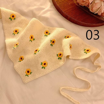 レース花柄スカーフかぎ針編み