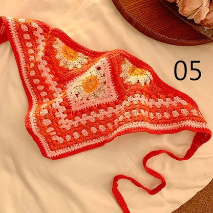 レース花柄スカーフかぎ針編み