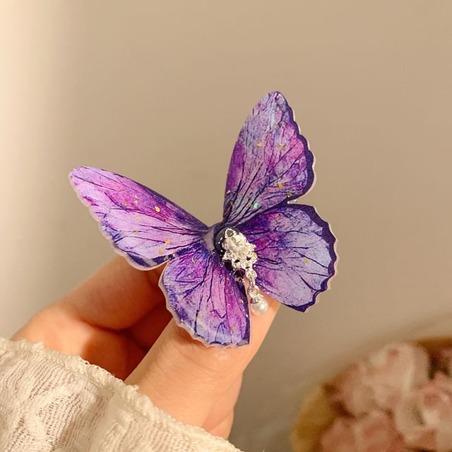 / Butterfly Set Clip Hair Rhinestone