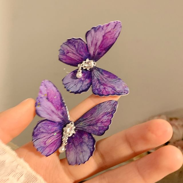 Rhinestone Butterfly Hair Clips - Single and Set Options