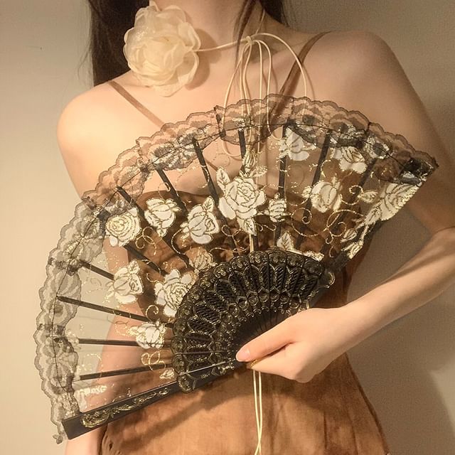 Set Fan Floral Hand / Foldable Designs) (Various Lace Choker
