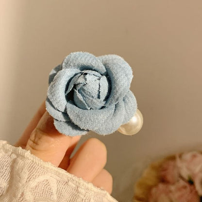 Fabric Clip Pearl Faux Floral Hair