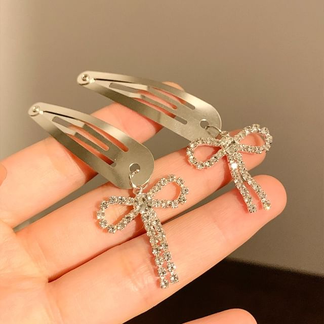 Haarset mit Schleife und Clip aus Legierung/Strass