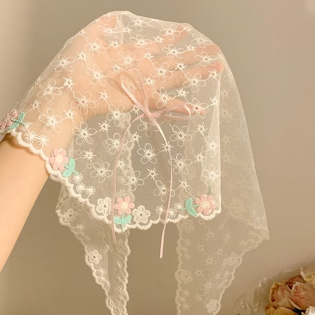 Embroidered Lace Flower Bandana