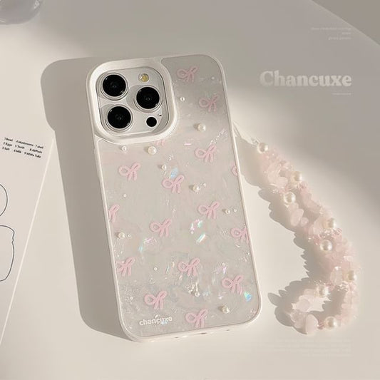 Phone Pearl Set Bow Decoration / Strap Faux Case Adhesive