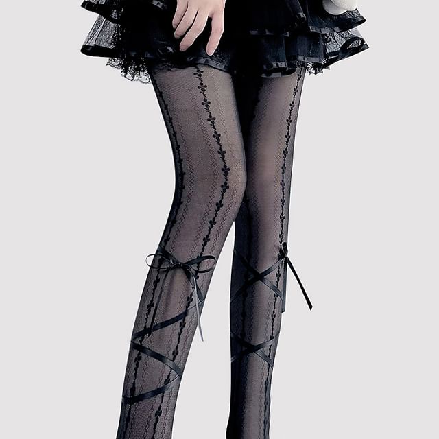 Akzentstrumpfhose mit Schleife, transparent