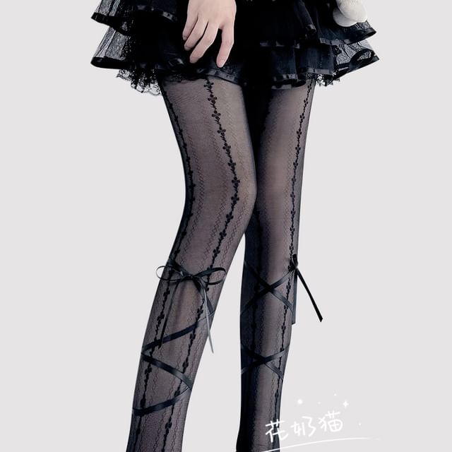 Akzentstrumpfhose mit Schleife, transparent