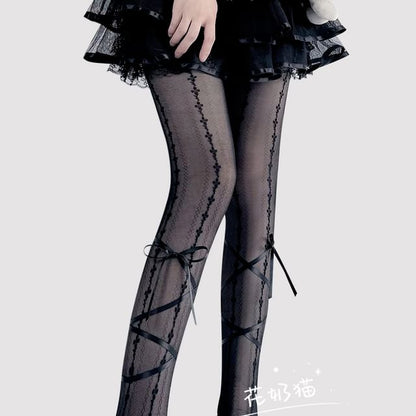 Akzentstrumpfhose mit Schleife, transparent