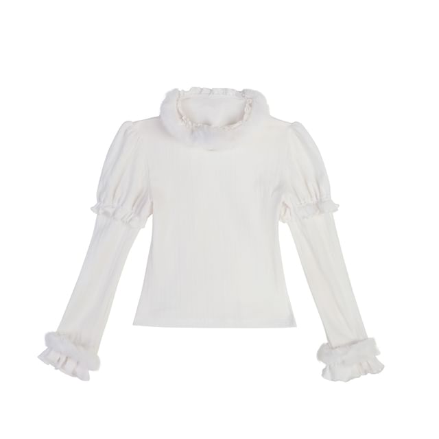 Christmas Long Sleeve Mock Neck Plain Fluffy Trim Top / Panel Mini A-Line Overall Dress / Hooded Capelet / Bow / Set