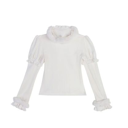 Christmas Long Sleeve Mock Neck Plain Fluffy Trim Top / Panel Mini A-Line Overall Dress / Hooded Capelet / Bow / Set