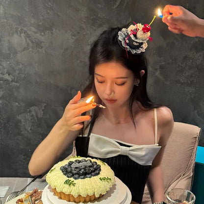 トリムクリップハットチェリー/ヘッドバンドヘアレース