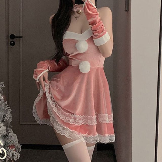 Christmas Bunny Girl Lingerie Costume Set