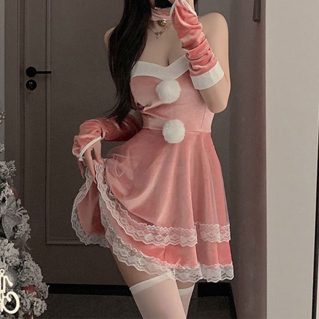 Christmas Bunny Girl Lingerie Costume Set