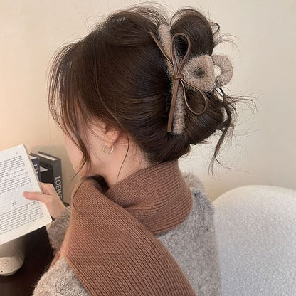 Leather Hair Faux Claw Bow