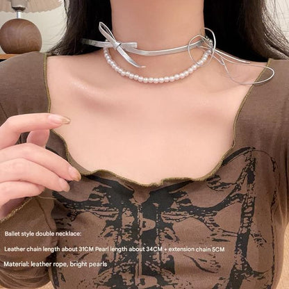 Necklace Braded Heart Layered / Set